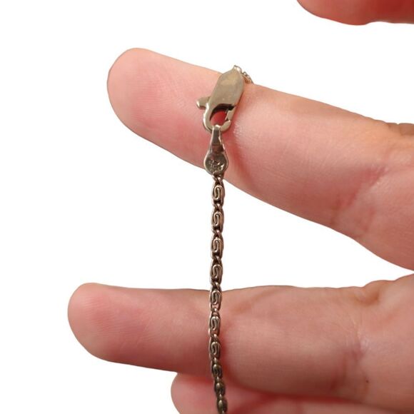 Vintage Mexico Foiled Opalite Free Form Sterling Silver 925 Pendant Necklace - Picture 12 of 12